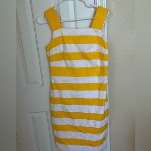 VGUC Ann Taylor yellow and white striped dress size 4